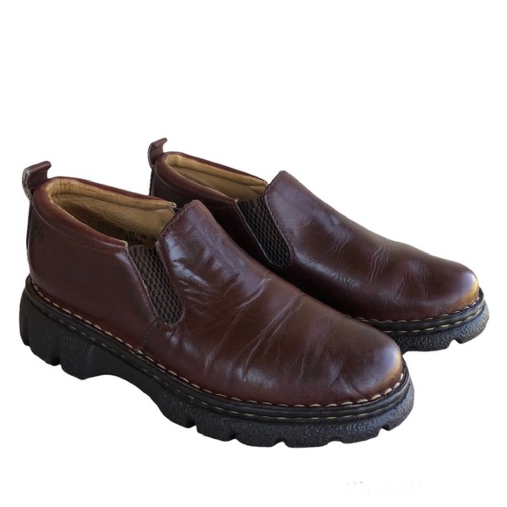 BORN Stan Loafer Brown Leather Slip On Shoes B6213 Women's Size 6 1/2